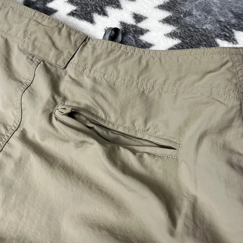 AFTCO Mens Fishing Pants Khaki Nylon Cargo Utility Drawstring Tan Size 36